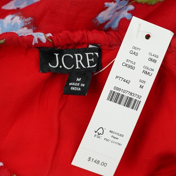 New J.CREW Size M Side-Tie Skirt in Ramie Red Multi $148 CK950 - Picture 7 of 7